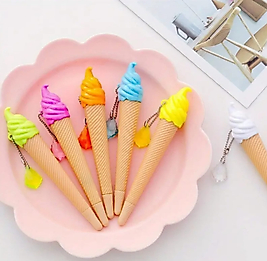 Dondurma Şekilli, Karışık Renkli Tükenmez Kalem